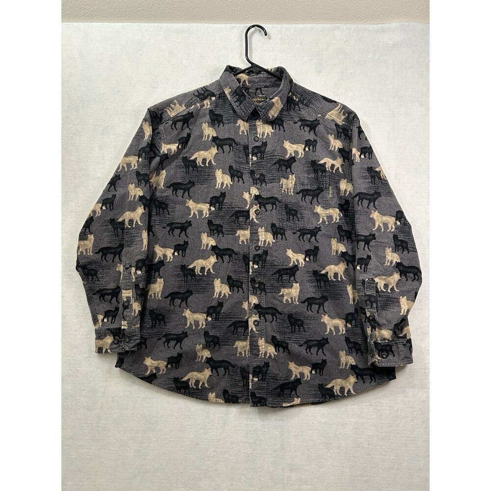 Vintage Woolrich Wolf Shirt Mens XL Onyx Wolves All Over Print Flannel Chamois